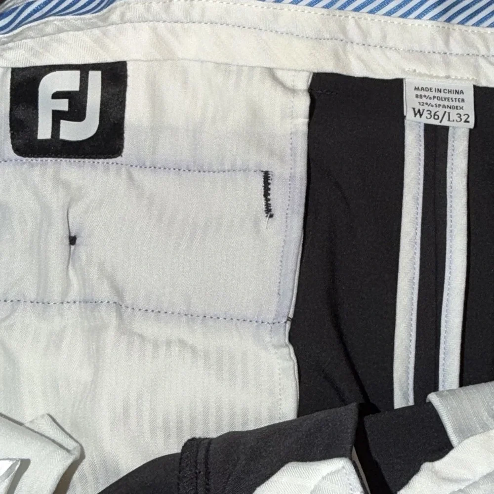 FootJoy Men's Black Sport Golf Pants 36 X 32 Black Pleated Performance Travel‎